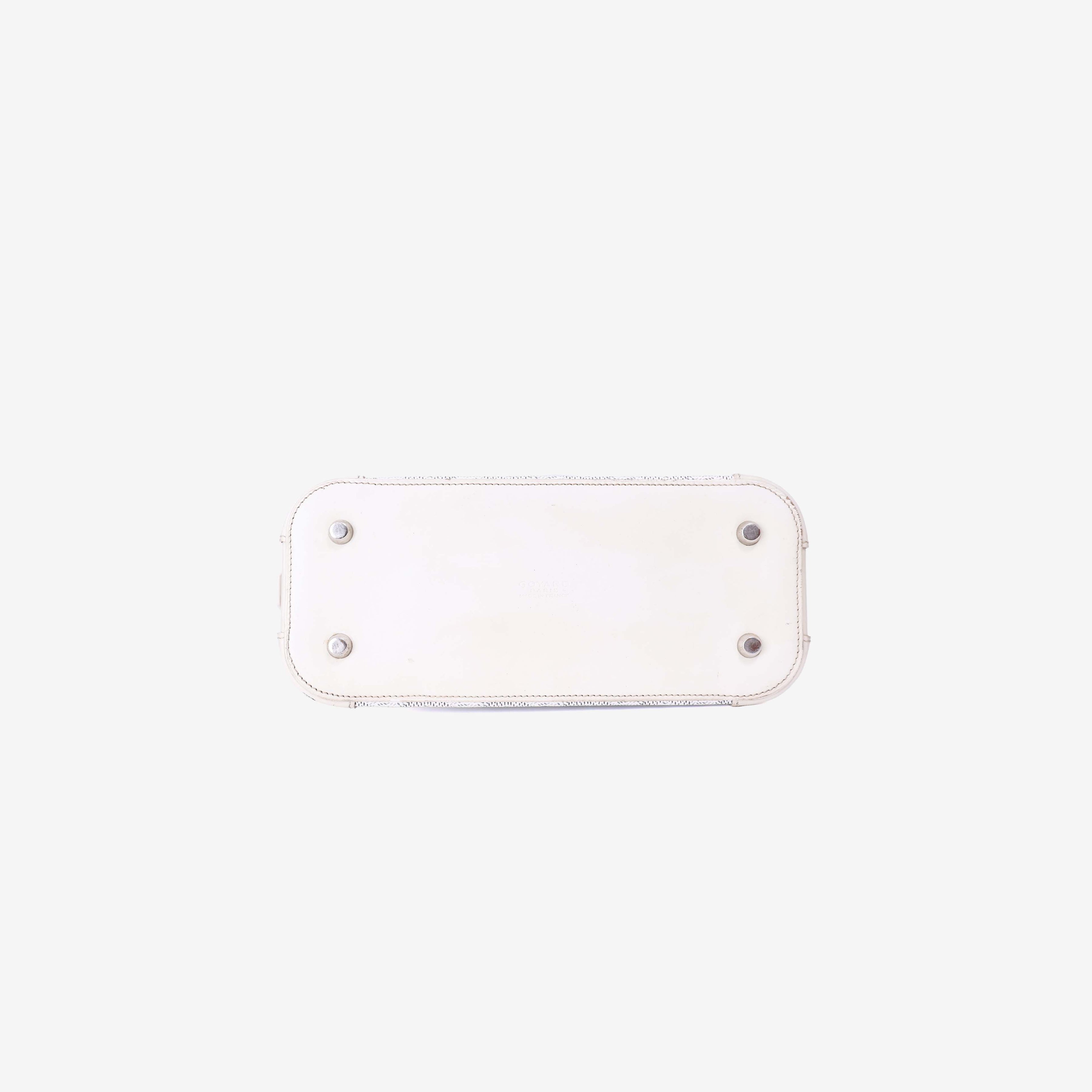 Goyard Mini Vendôme Handbag in White Goyardine Canvas bottom view