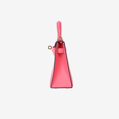 Hermès Mini Kelly 20 in Rose Lipstick Chevre Leather with Gold Hardware side view