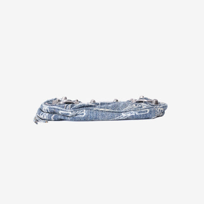 Balenciaga Le Cagole Mini Denim Bag in Blue Cotton Denim with Silver Hardware
