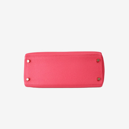 Hermès Kelly 28 in Framboise Clemence Leather with Gold Hardware
