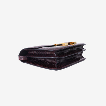 Hermès Constance 23 in Rouge H Shiny Crocodile Leather with Gold Hardware