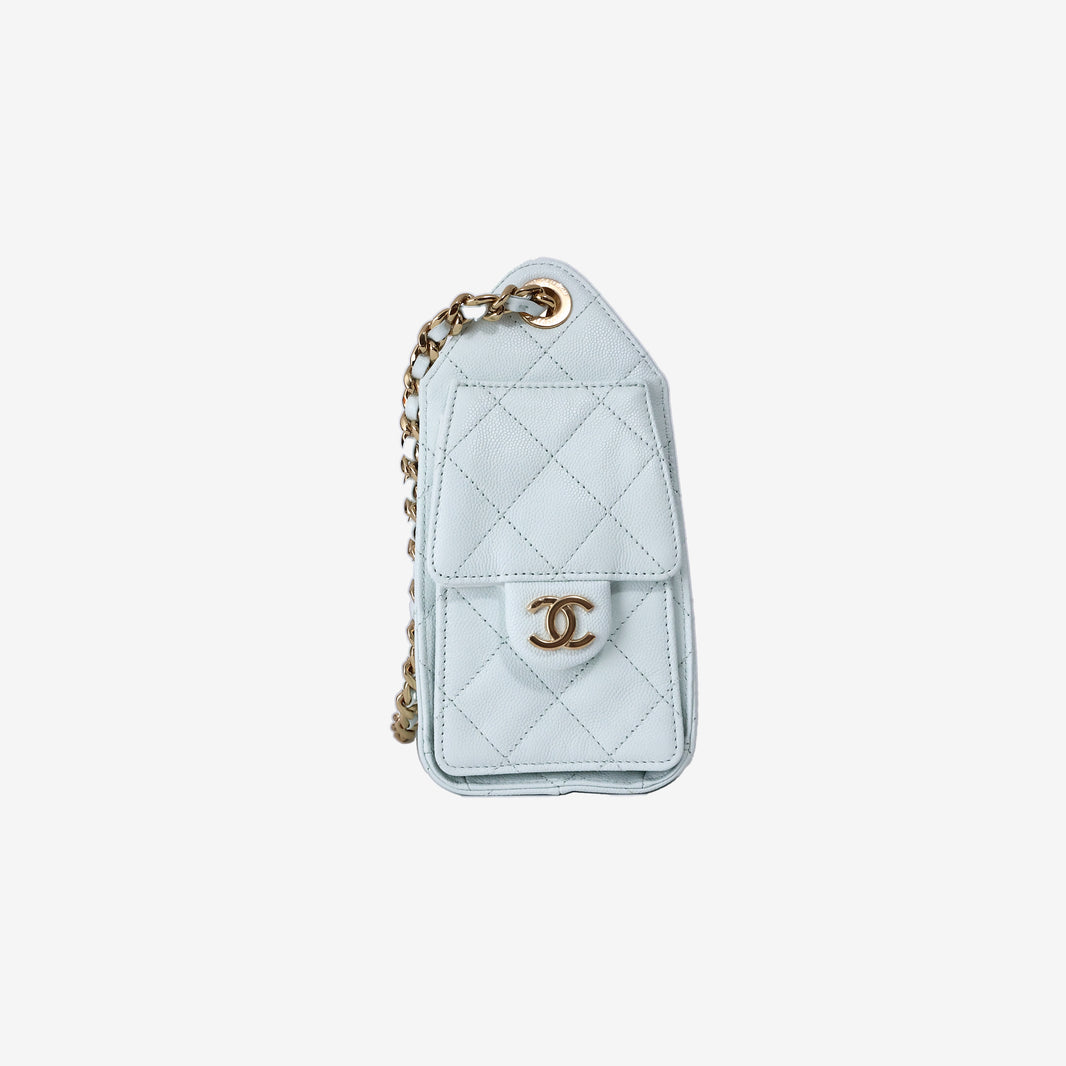 Chanel 25 Mini Hobo Bag 26A by Matthieu Blazy in Light Blue Calfskin Leather with Gold Hardware (Contact to Enquire)