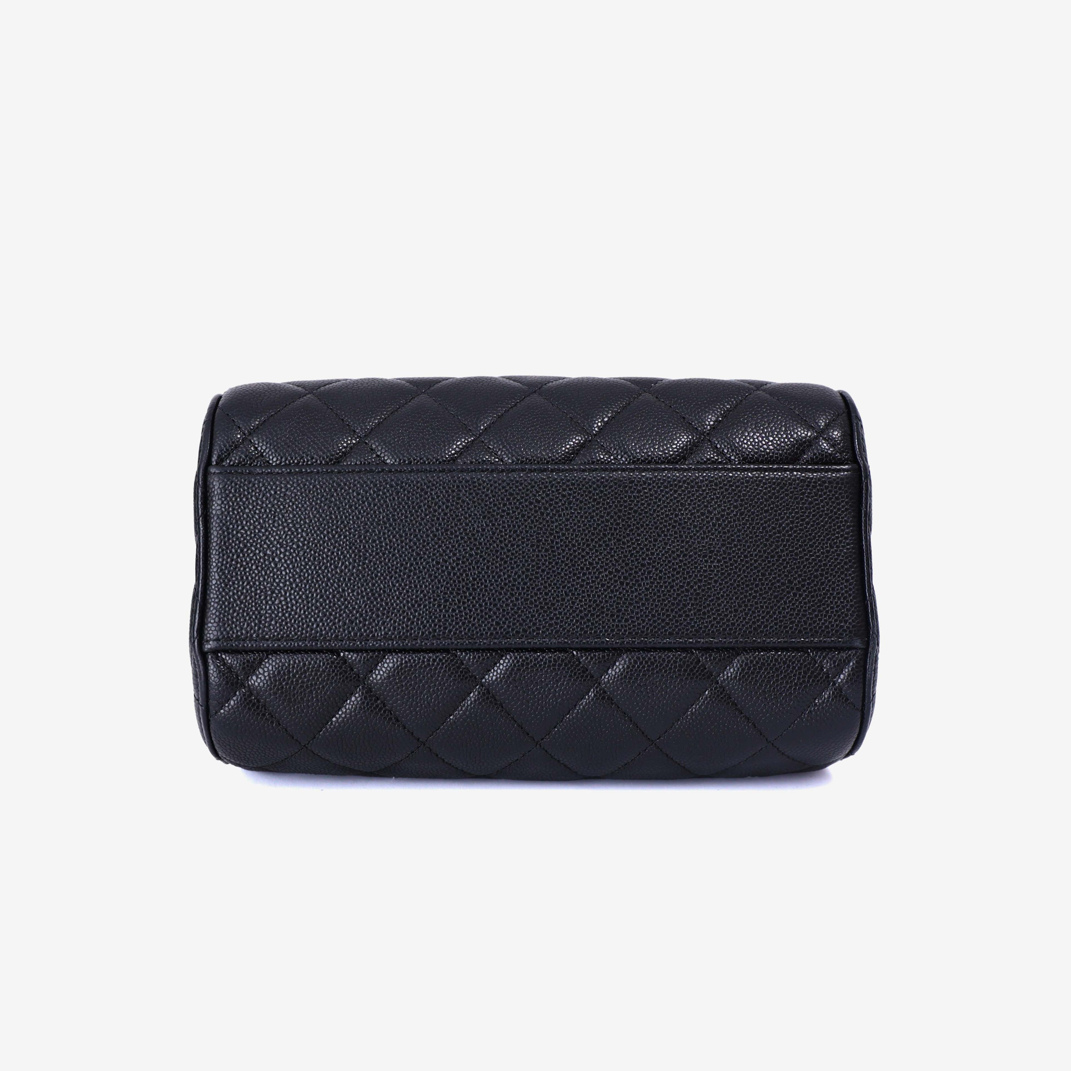 Chanel Classic Barrel Bag Mini in Black Caviar Leather with Gold Hardware bottom view