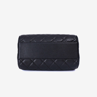 Chanel Classic Barrel Bag Mini in Black Caviar Leather with Gold Hardware bottom view