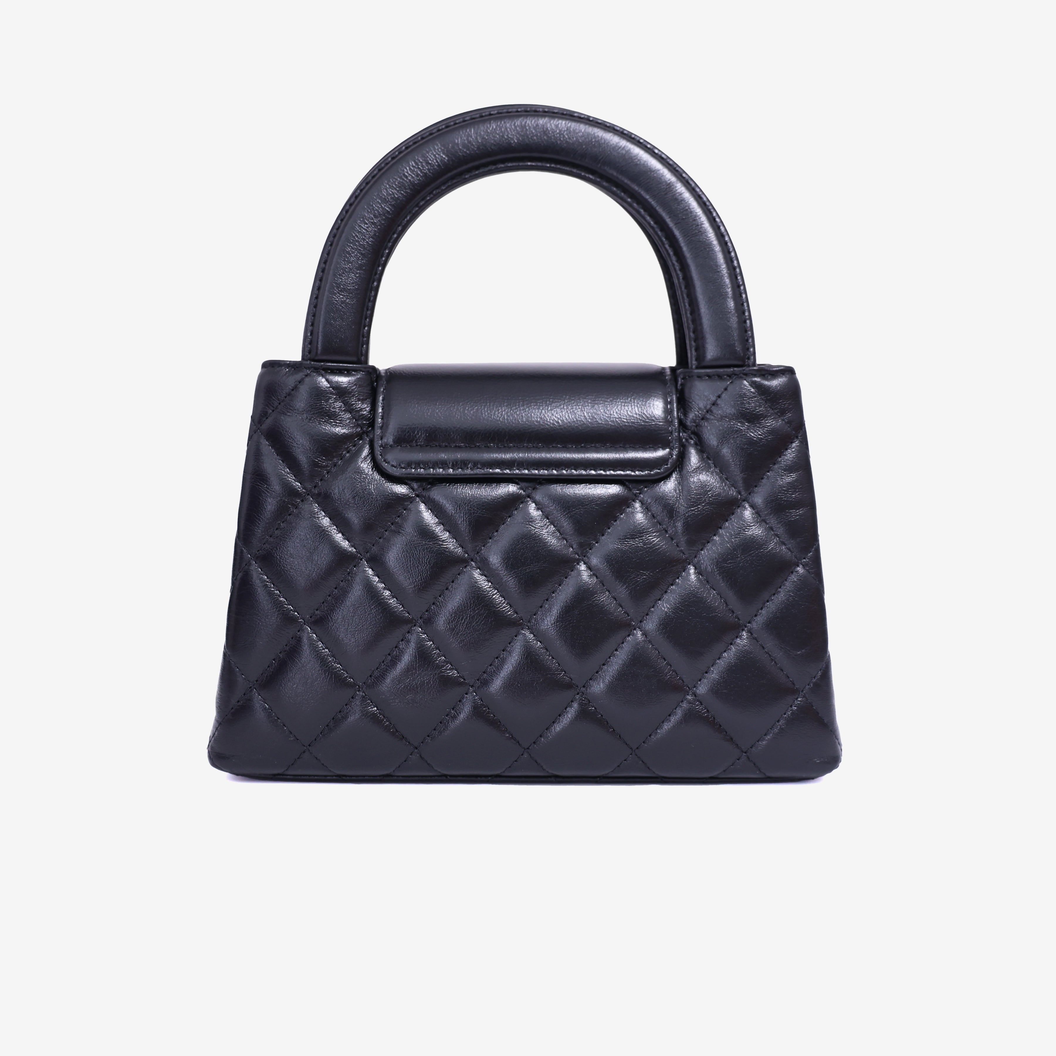 Chanel Kelly Nano Bag in Black Calfskin Leather with Gold Hardware back view