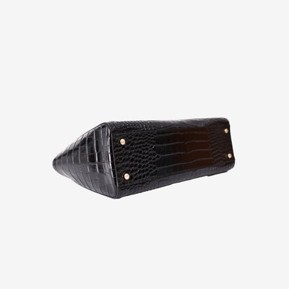Chanel 26S Crocodile-Embossed Shopping Tote in Black Calfskin with Gold Hardware (Contact to Enquire)
