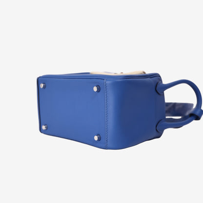 Hermès Mini Lindy 20 in Bleu Swift Leather with Palladium Hardware