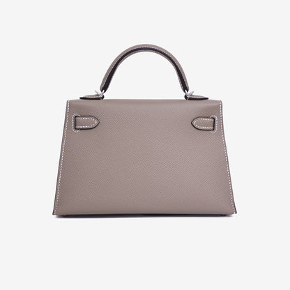Hermès Mini Kelly 20 in Gris Foncé Epsom Leather with Palladium Hardware back view