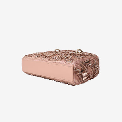 Christian Dior Lady D-Joy Bag in Pink Metallic Sequins with Gold Hardware