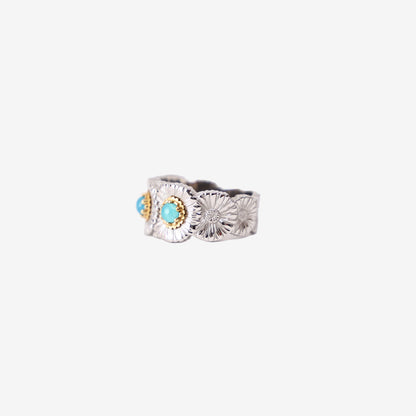Buccellati Blossoms Eternelle Ring in Silver with Light Blue Agate