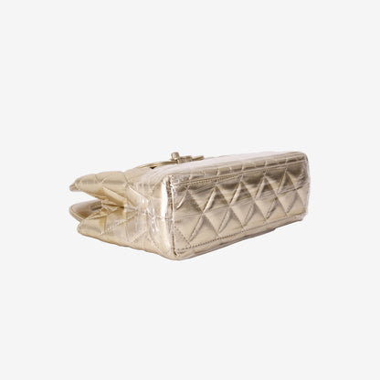Chanel Kelly Nano Bag in Metallic Gold Lambskin with Gold Hardware