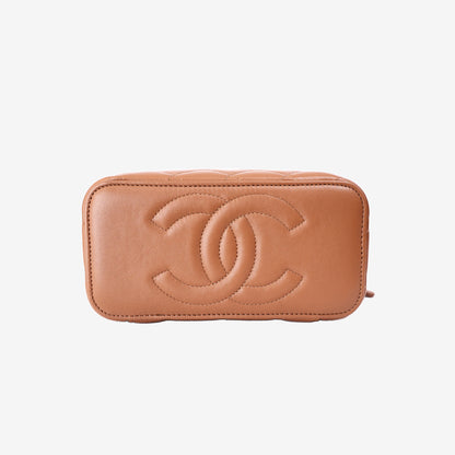 Chanel Vanity Case in Brown Lambskin with Gold Hardware