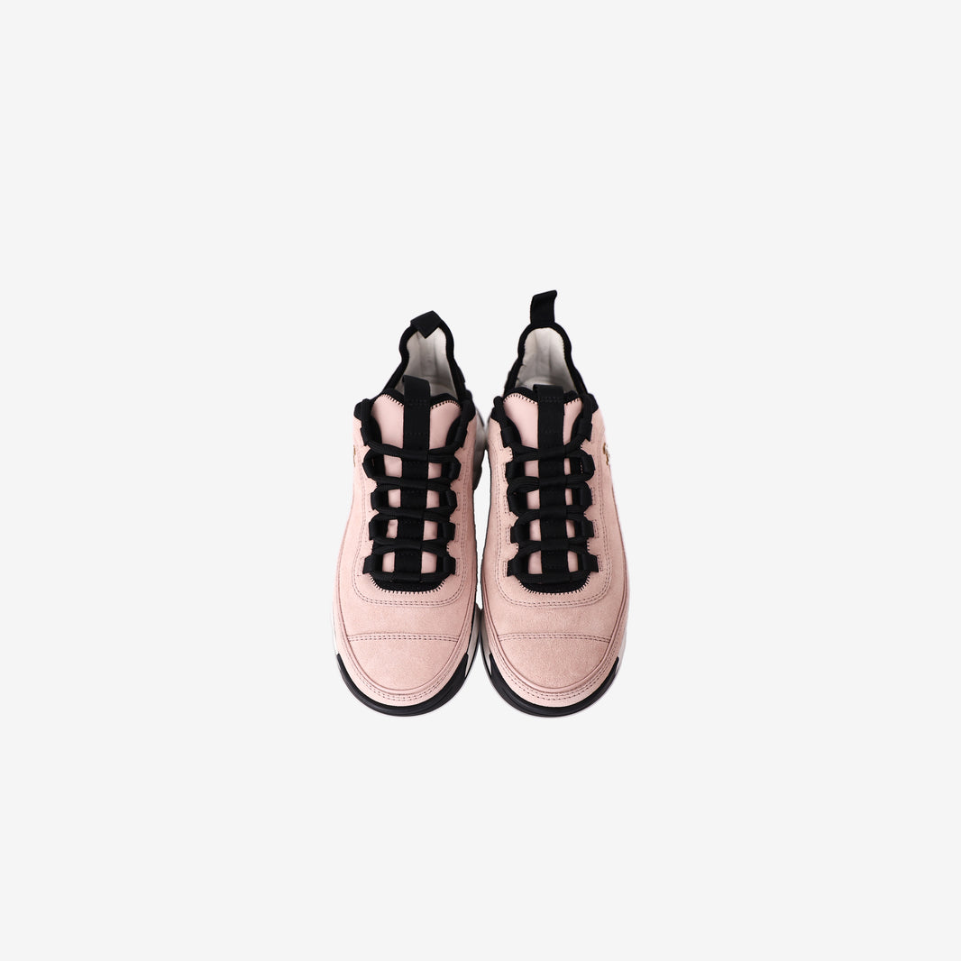 Chanel 23K Sneakers in Light Pink Suede and Nylon (Size 38)