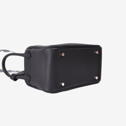 Hermès Mini Lindy 20 in Noir Clemence Leather with Palladium Hardware