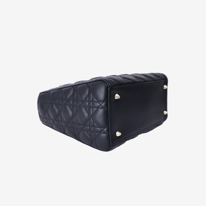 Dior Lady Dior Medium in Black Lambskin Leather with Gold Hardware