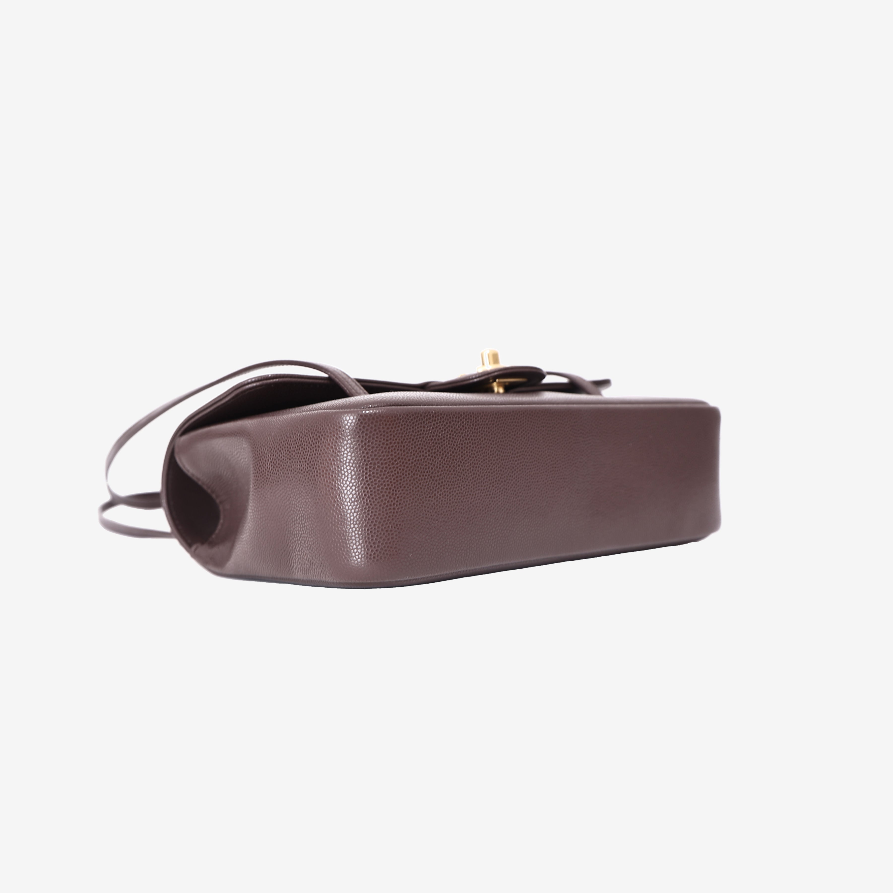 Chanel Preppy Coco Small in Dark Brown Calfskin Leather with Gold Hardware bottom side view