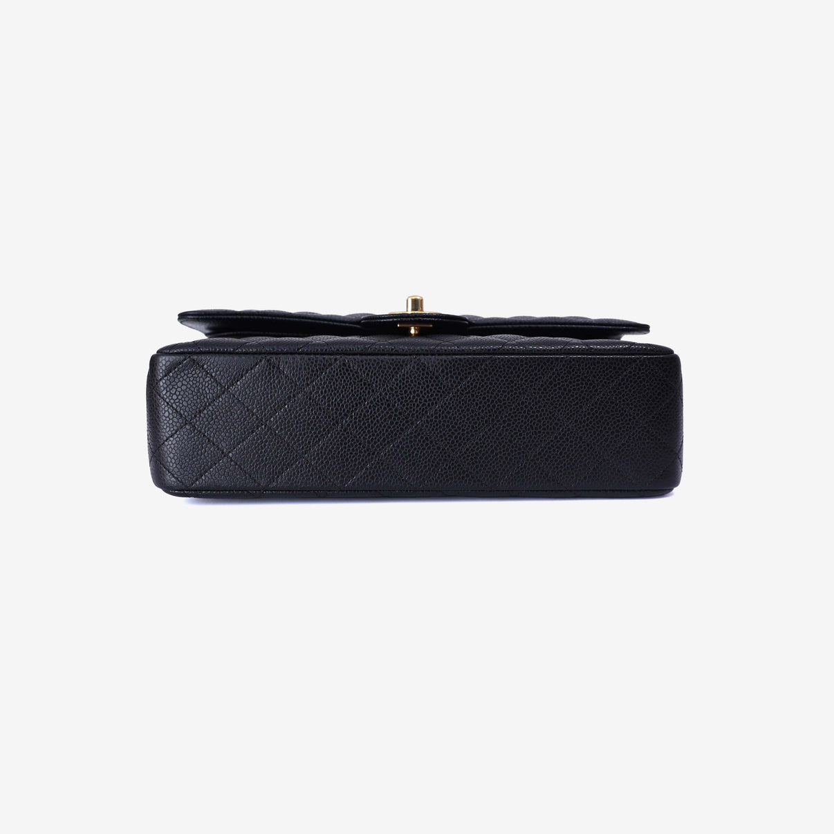 Chanel Classic Flap Bag Medium in Black Caviar Leather with Gold Hardware bottom view