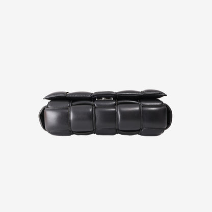 Bottega Veneta Padded Cassette Bag in Black Lambskin Leather with Silver Hardware