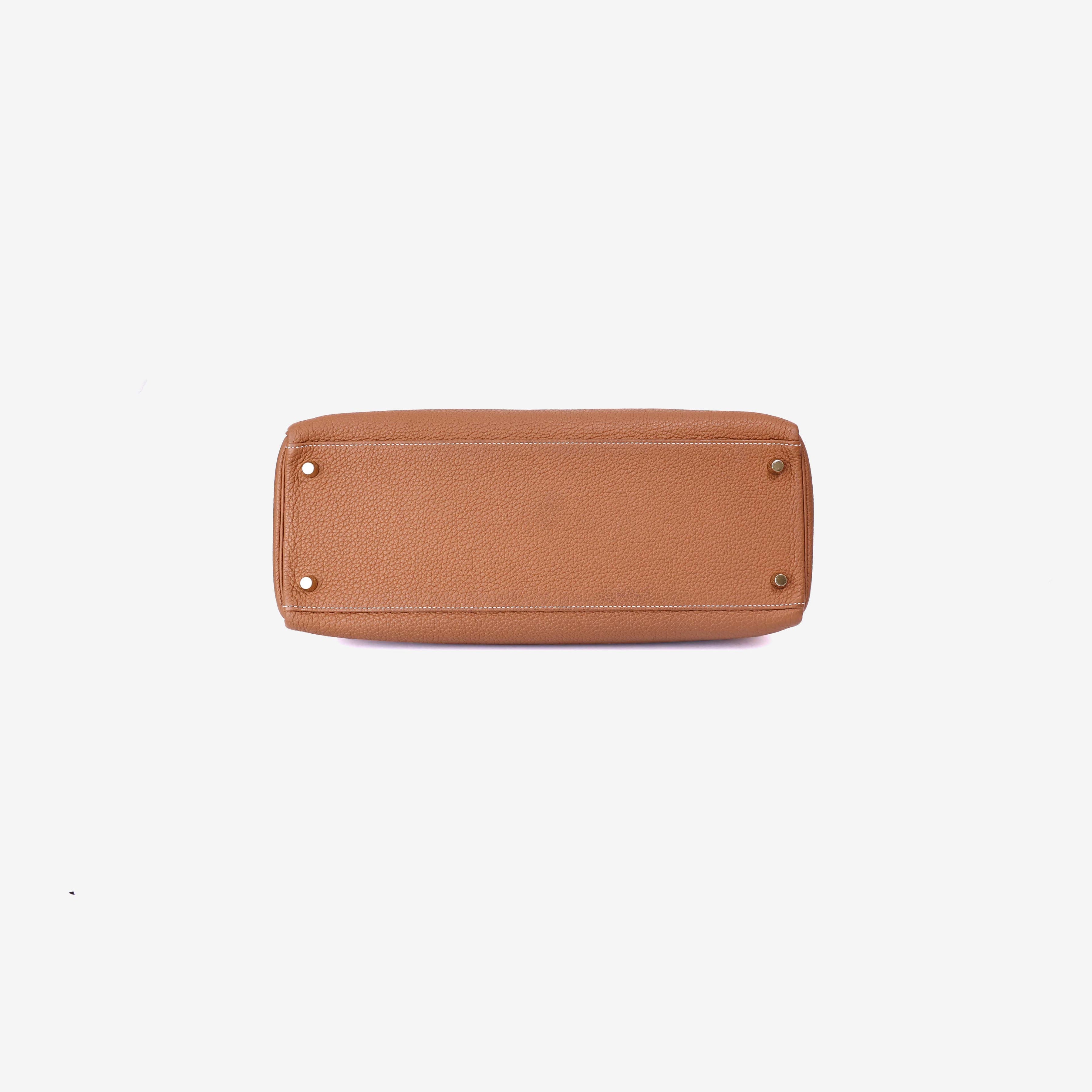 Hermès Kelly 35 in Gold Togo Leather with Palladium Hardware bottom view