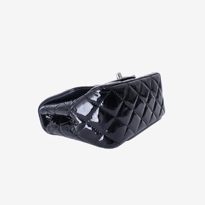 Chanel Mini Classic Flap Bag in Black Patent Leather with Silver Hardware