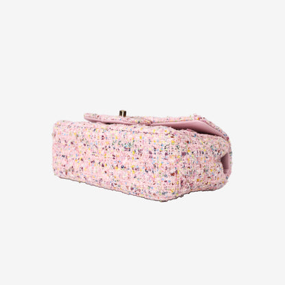 Chanel Mini Classic Rectangular Flap Bag in Pink Multicolour Tweed with Gold Hardware