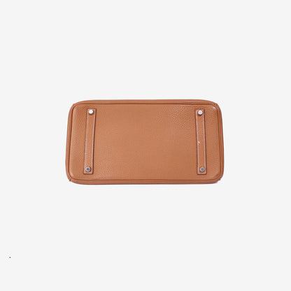 Hermès Birkin 35 in Gold Togo Leather with Palladium Hardware bottom view