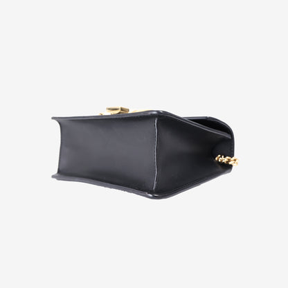 Gucci Sylvie Small Chain Bag in Black Calfskin Leather with Gold Hardware