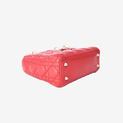 Dior My ABCDior Lady Dior Small Bag in Red Cannage Lambskin Leather with Gold Hardware