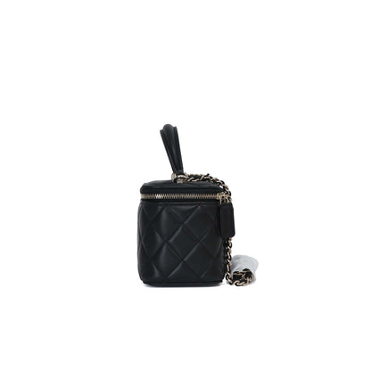 Chanel Small Top Handle Vanity Case With Chain in Black Lambskin with Gold Hardware (Contact to Enquire)