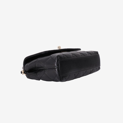 Chanel Mini Coco Handle in Black Caviar Leather with Gold Hardware and Burgundy Lizard-Embossed Top Handle