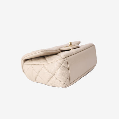 Chanel Sweetheart Flap Bag in Beige Caviar Leather with Gold Hardware