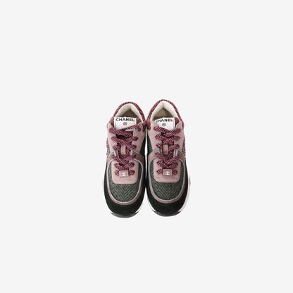 Chanel CC Low Top Sneakers in Multicolour Tweed and Suede (Size 38)