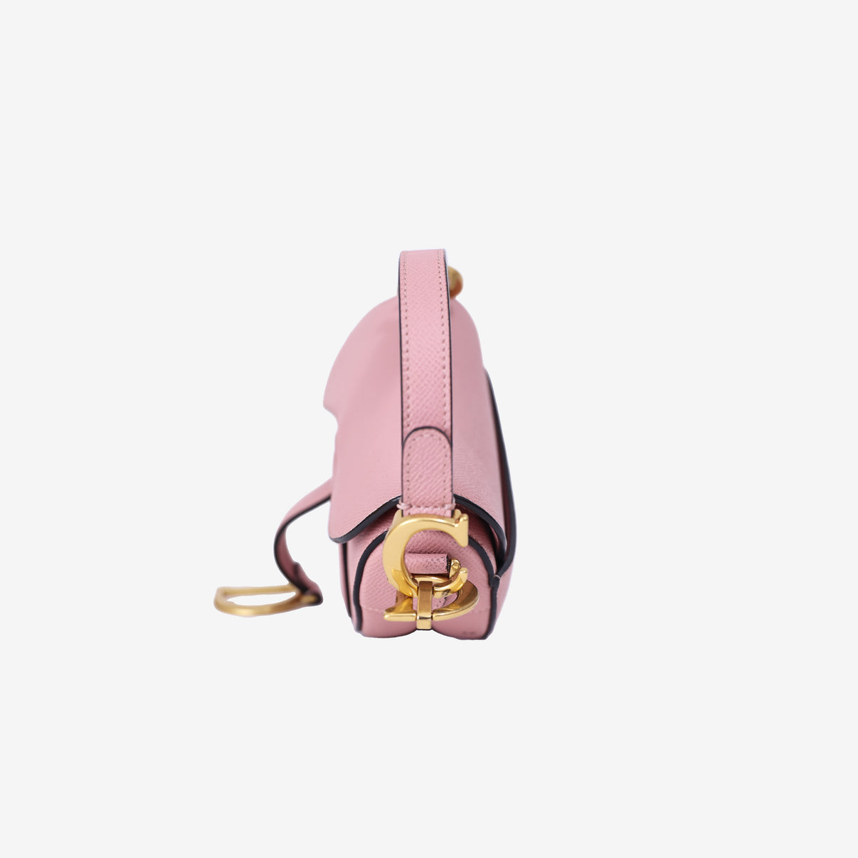 Dior Saddle Mini in Pink Calfskin Leather with Gold Hardware side view