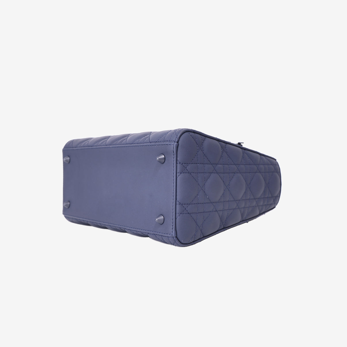 Christian Dior Lady Dior Medium in Navy Ultra Matte Calfskin Leather with Matte Hardware bottom side view