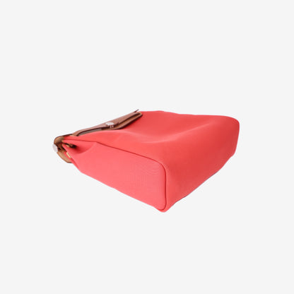 Hermès Herbag Backpack in Red Canvas and Leather with Palladium Hardware