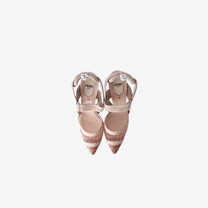 Fendi Colibrì Slingback Pumps in Nude & Pink FF-Motif Mesh (Size 38.5)