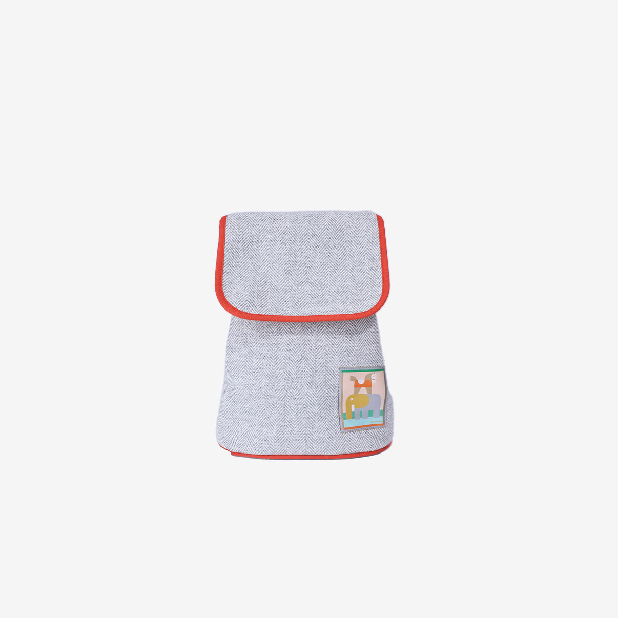 Hermès Animaux Blocks Backpack in Granit Herringbone Wool Canvas front view
