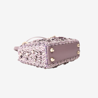 Dior Lady Dior Micro in Purple Satin with Embroidery Faux Detailing