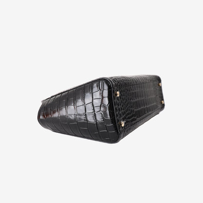 Chanel 26K Shopping Bag in Black Crocodile-Embossed Calfskin Leather with Gold Hardware