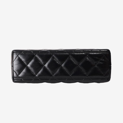 Chanel Black Quilted Nano Kelly Shopper Bag in Black Calfskin Leather with Gold Hardware