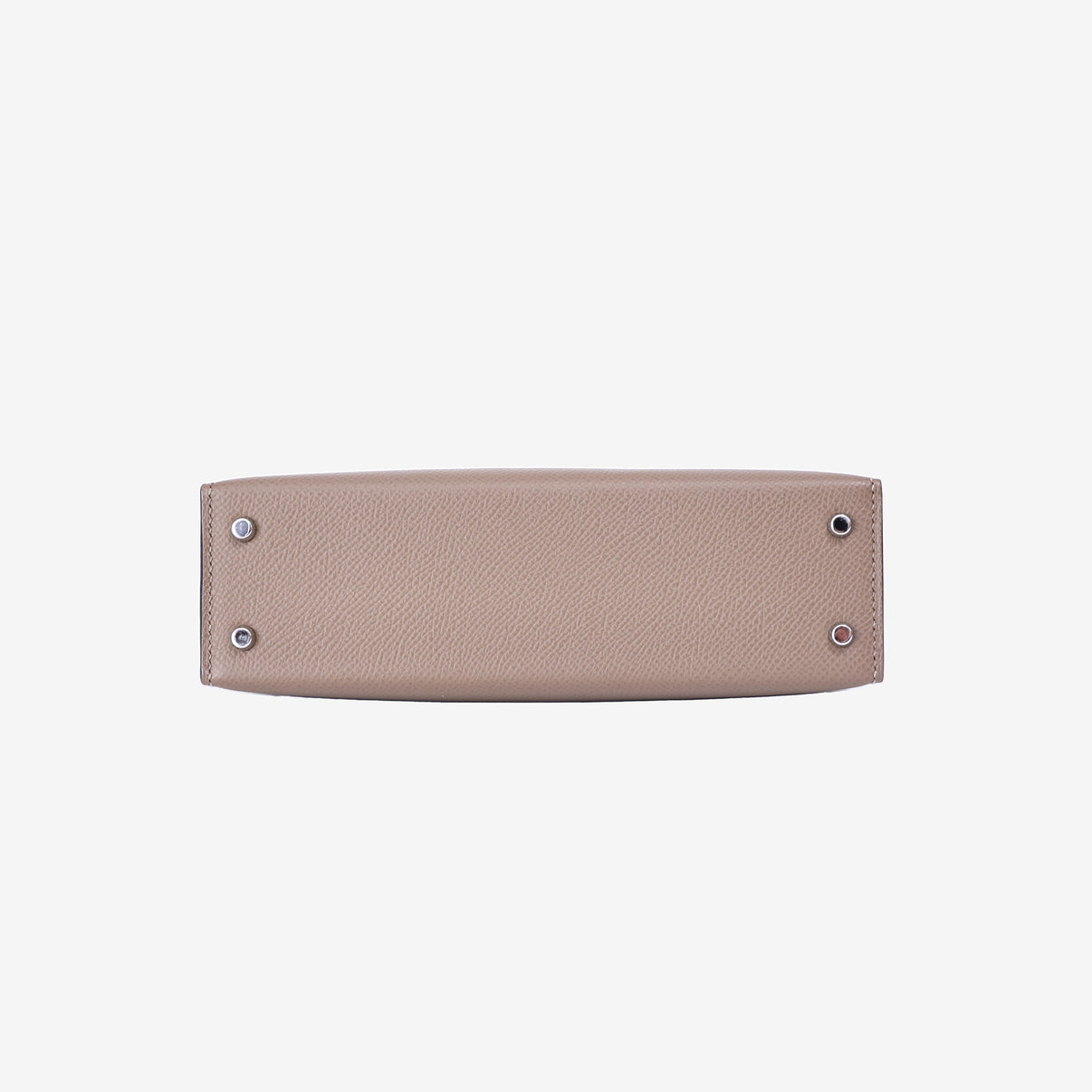 Hermès Mini Kelly 20 Etoupe/Alezan/Biscuit Epsom Leather with Palladium Hardware bottom view