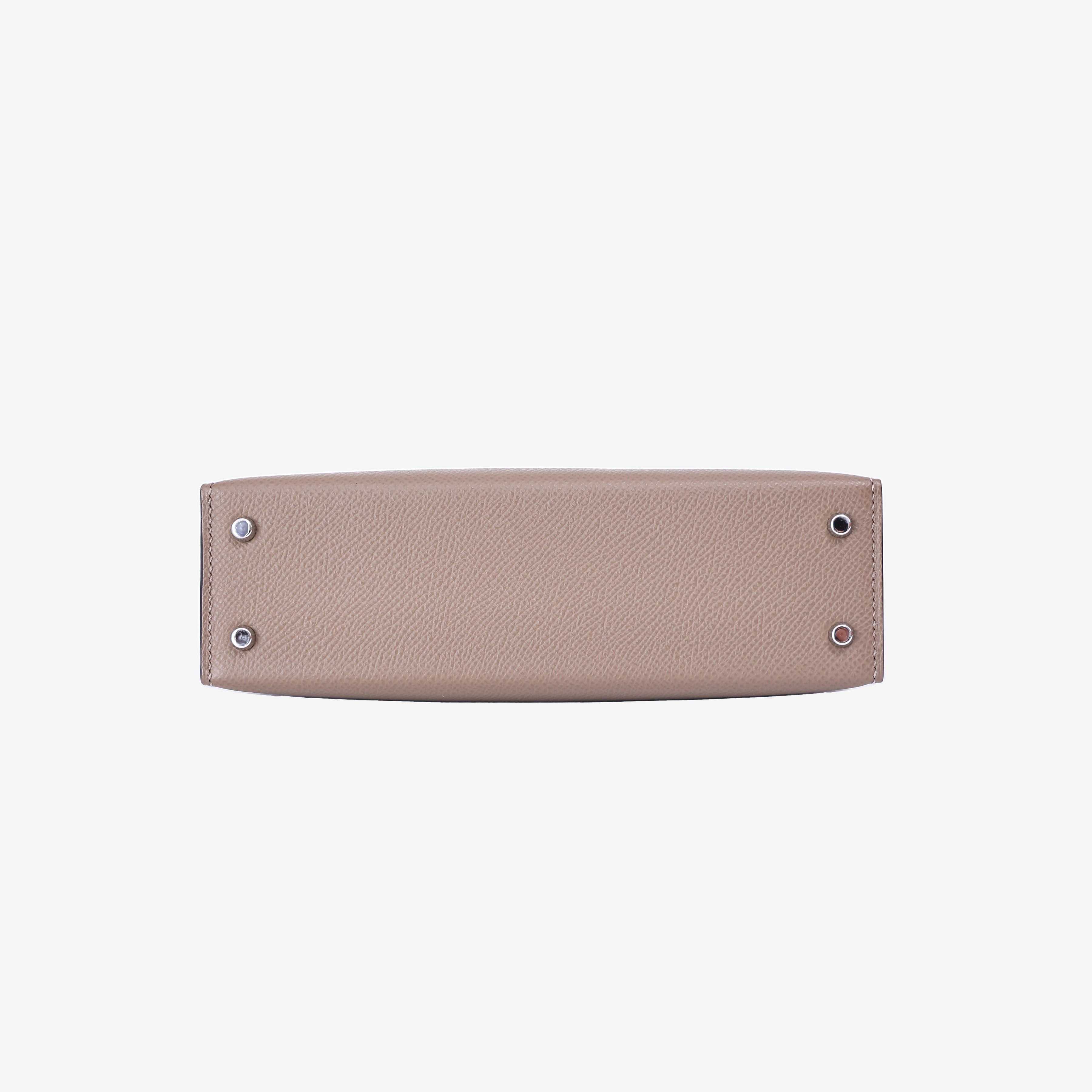 Hermès Mini Kelly 20 Etoupe/Alezan/Biscuit Epsom Leather with Palladium Hardware bottom view