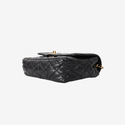 Chanel Flap Bag in Black Quilted Caviar Leather with Gold Hardware