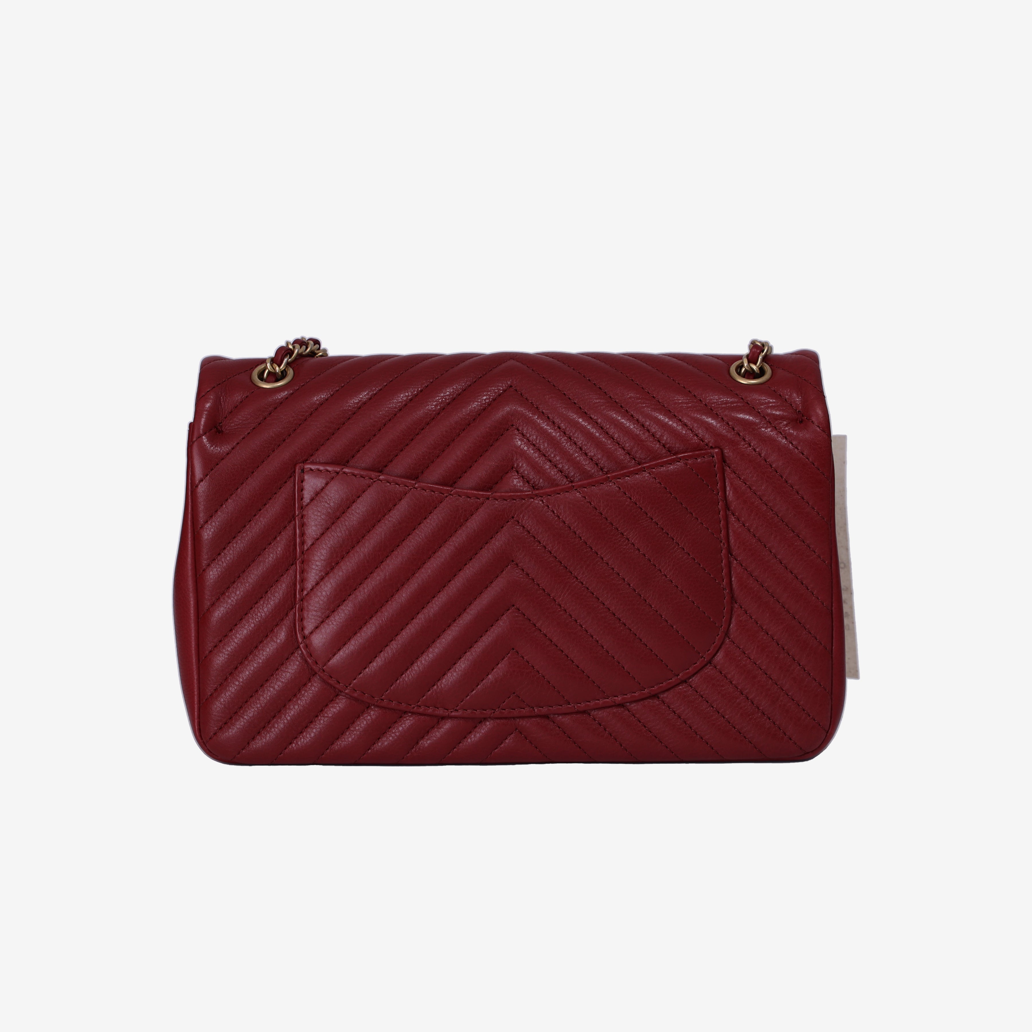 Chanel Rock the Corner Flap Bag in Red Quilted Calfskin Leather with Gold Hardware back view