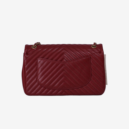 Chanel Rock the Corner Flap Bag in Red Quilted Calfskin Leather with Gold Hardware back view