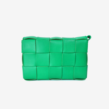 Bottega Veneta Cassette Bag in Green Leather with Silver Hardware back view