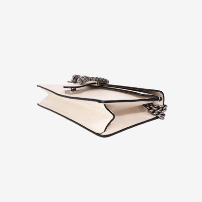 Gucci Dionysus Small Shoulder Bag in White Calfskin Leather with Silver Hardware