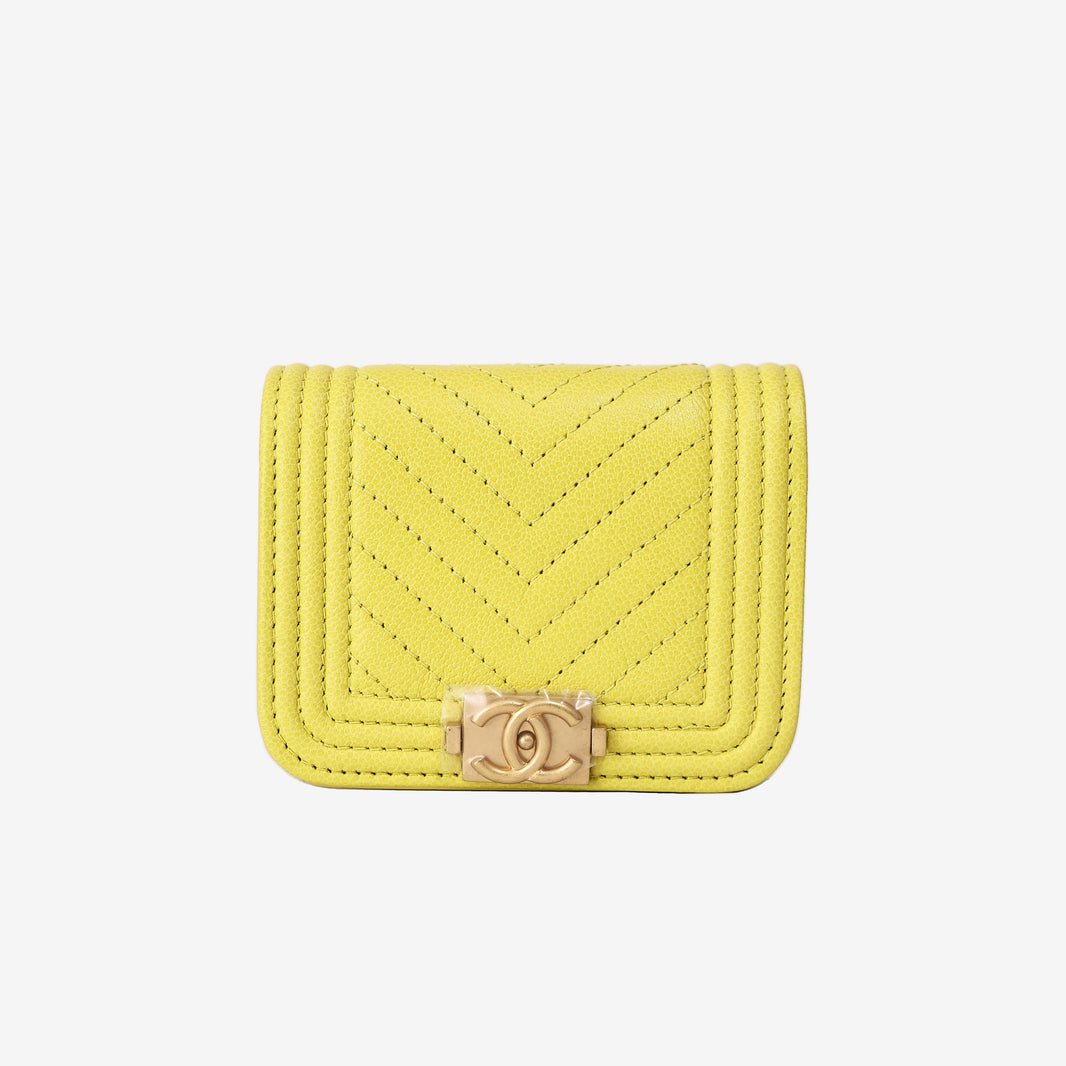 Chanel Chevron Quilted Belt Bag in Yellow Calfskin Leather with Gold Hardware front view