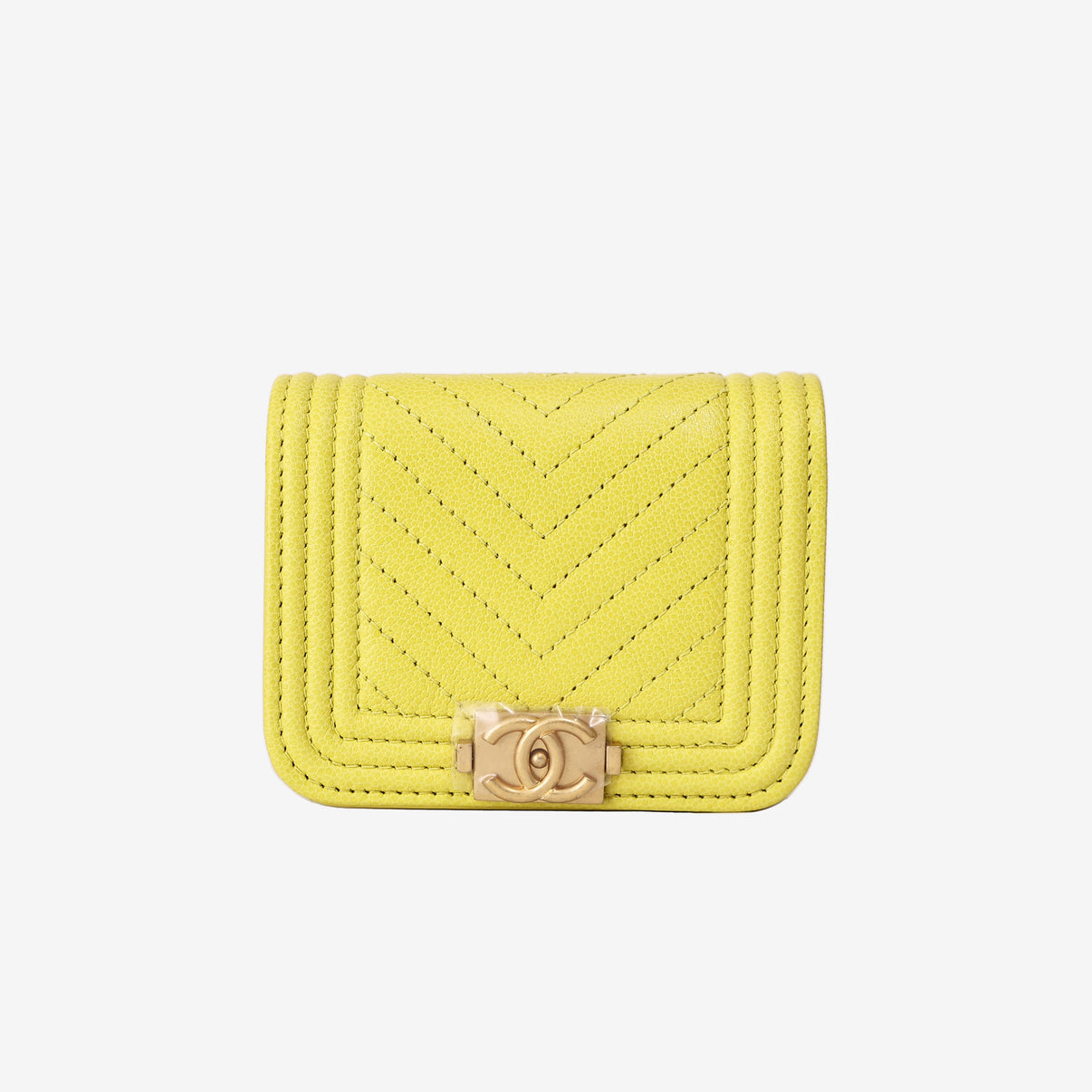 Chanel Chevron Quilted Belt Bag in Yellow Calfskin Leather with Gold Hardware front view