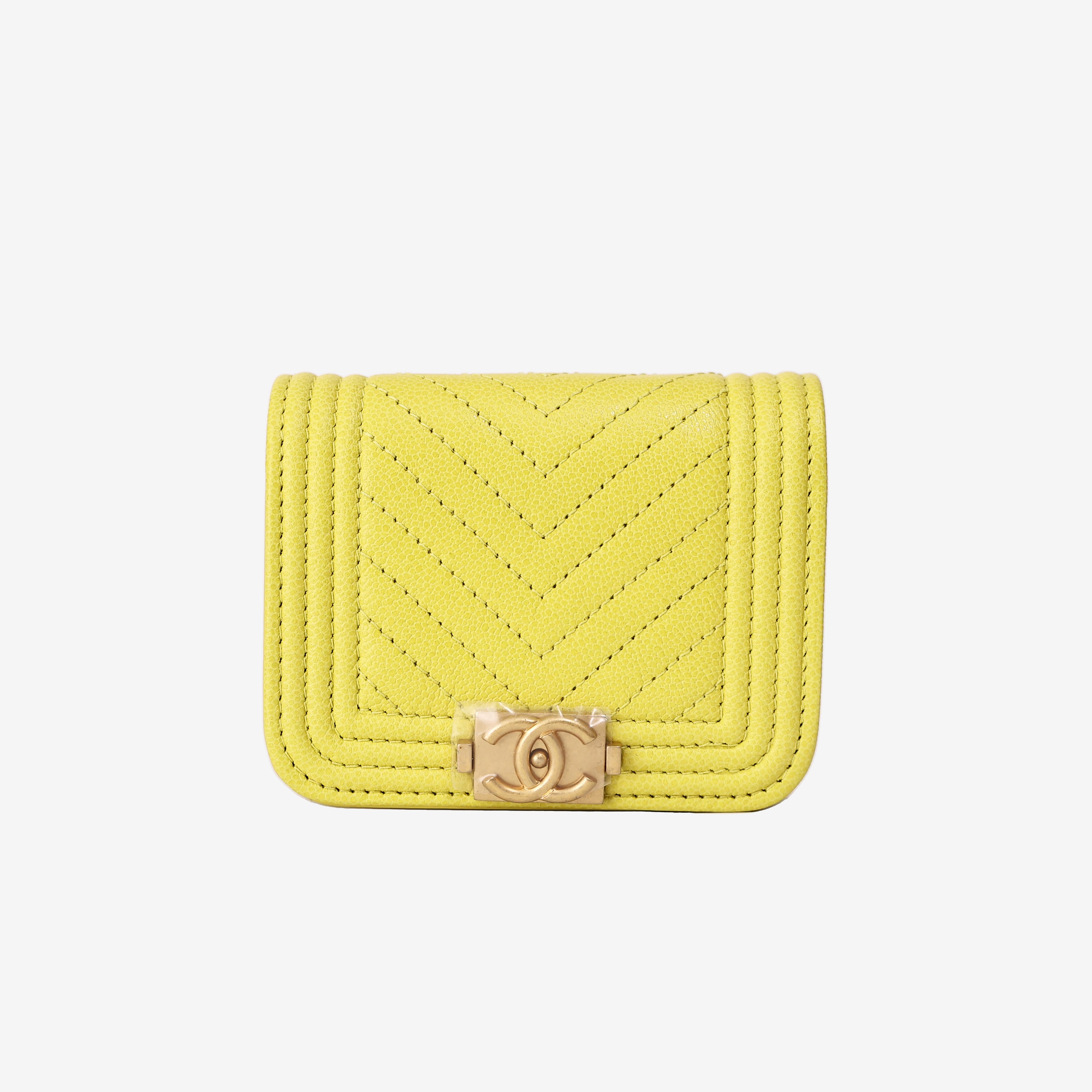 Chanel Chevron Quilted Belt Bag in Yellow Calfskin Leather with Gold Hardware front view